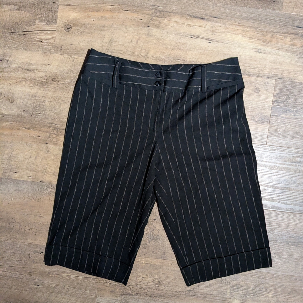 AGB Black Pinstripe Shorts